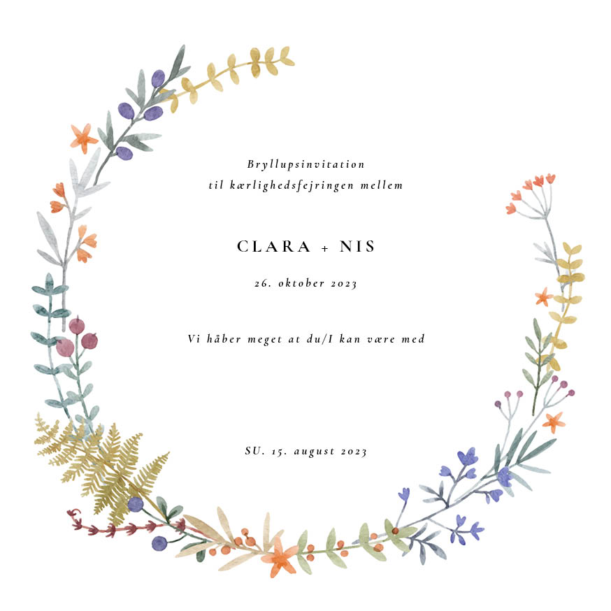 Bryllup - Clara & Nis Bryllupsinvitation